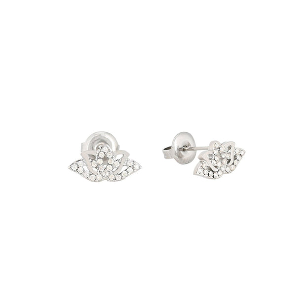 Boucles d'oreilles Alba acier et zircones fleur de lotus