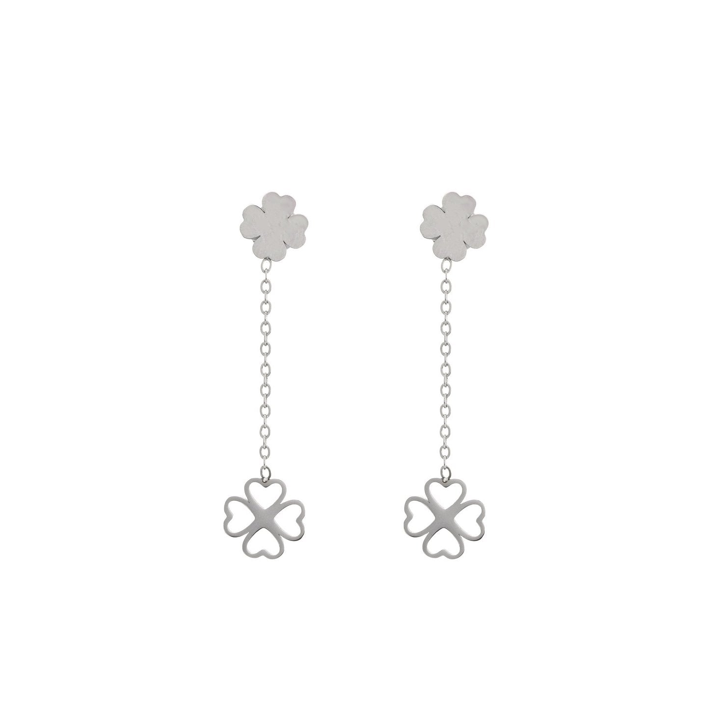 Boucles d'oreilles Alba en acier trèfle double