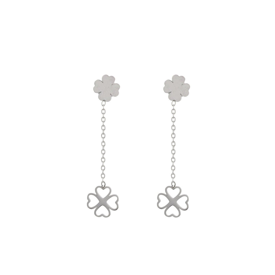 Boucles d'oreilles Alba en acier trèfle double