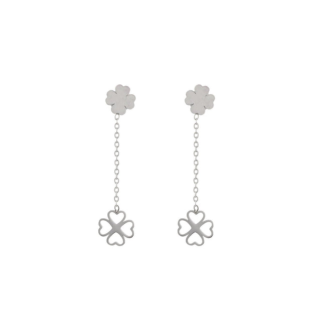 Boucles d'oreilles Alba en acier trèfle double