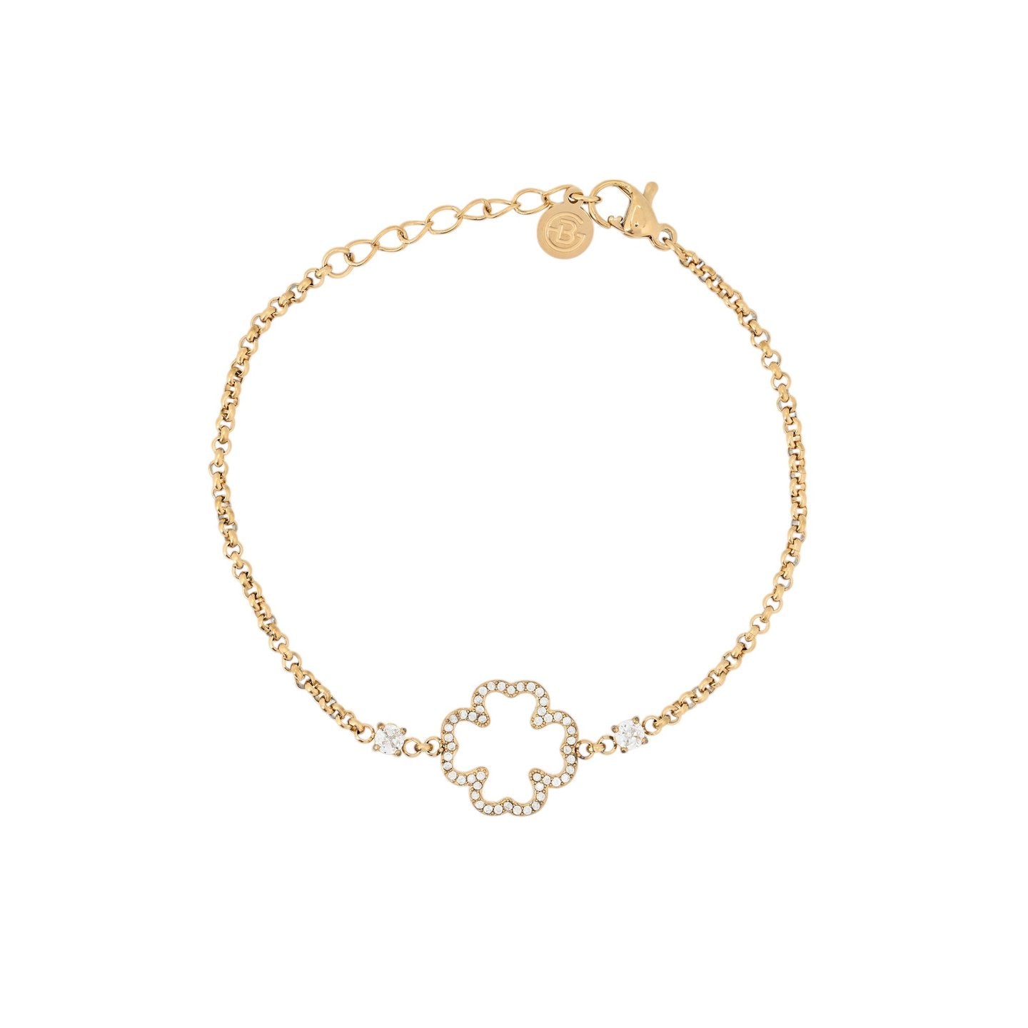 Bracelet Alba zircones trèfle et brilliantes acier