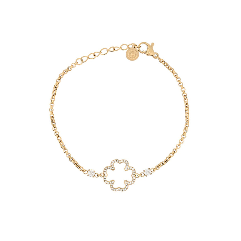 Bracelet Alba zircones trèfle et brilliantes acier