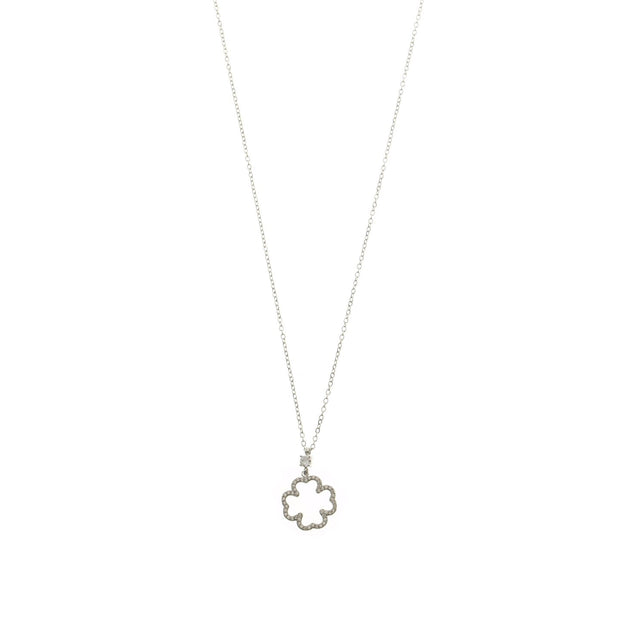 Collier acier avec trèfle zircones et brilliantes