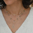 Collier acier avec trèfle zircones et brilliantes