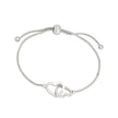 Bracelet Alba réglable en acier double cœur