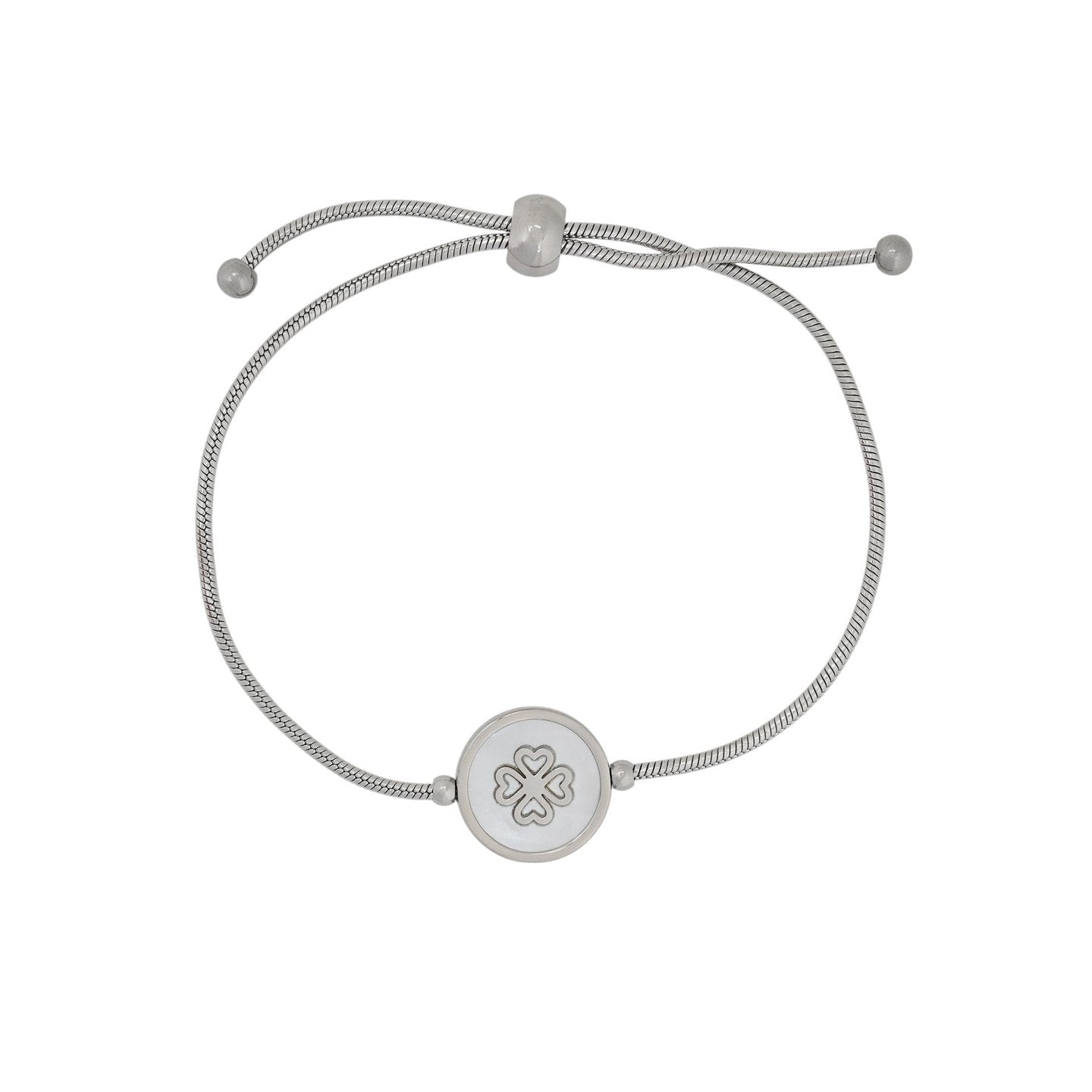 Bracelet Alba réglable en acier trèfle