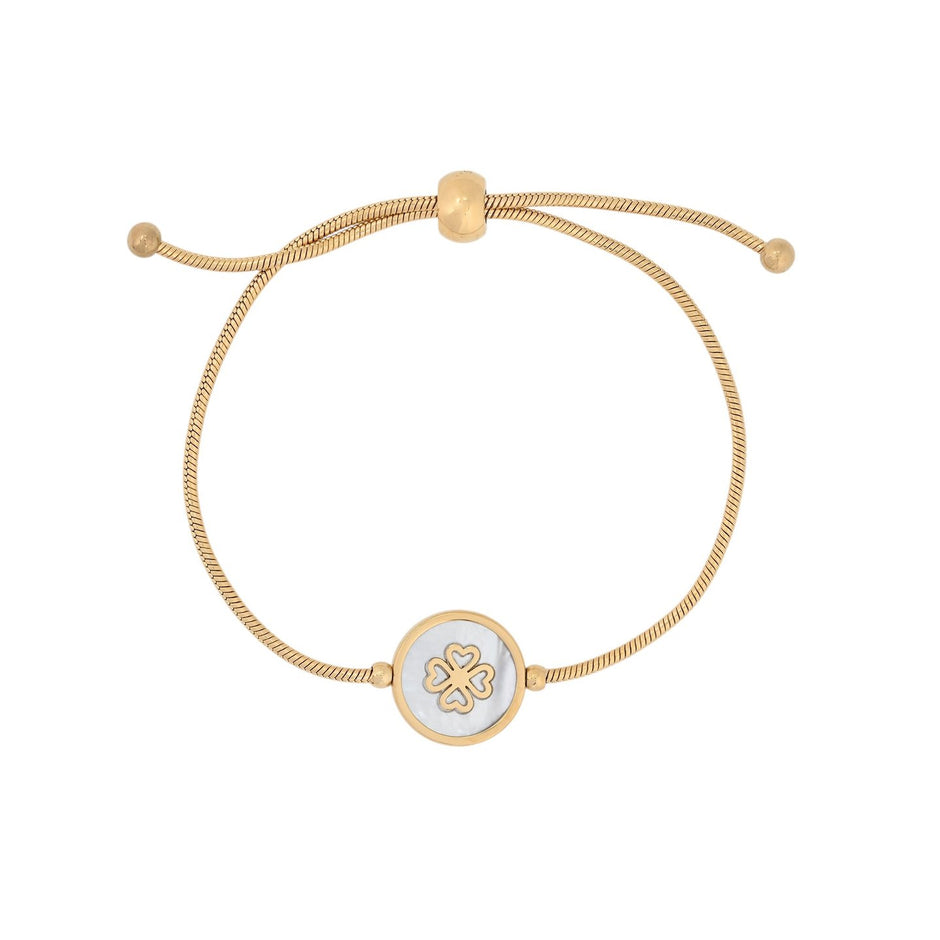 Bracelet Alba réglable en acier trèfle