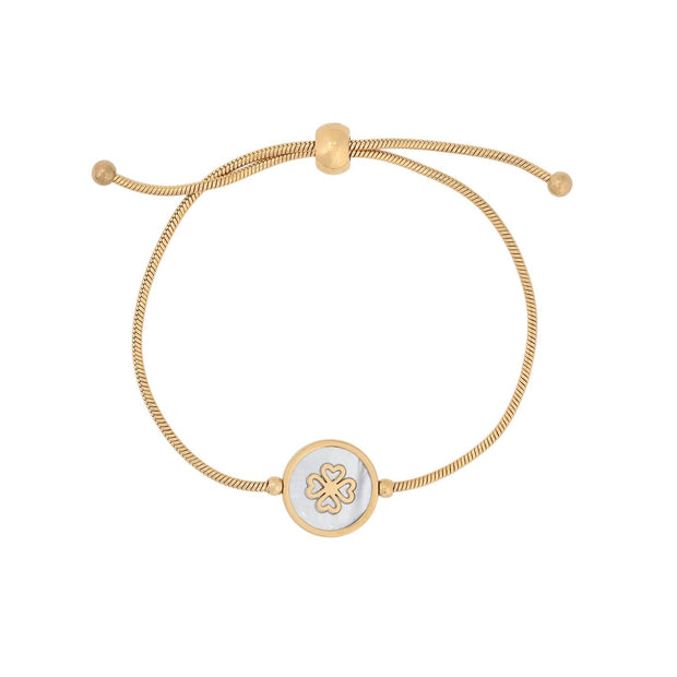 Bracelet Alba réglable en acier trèfle