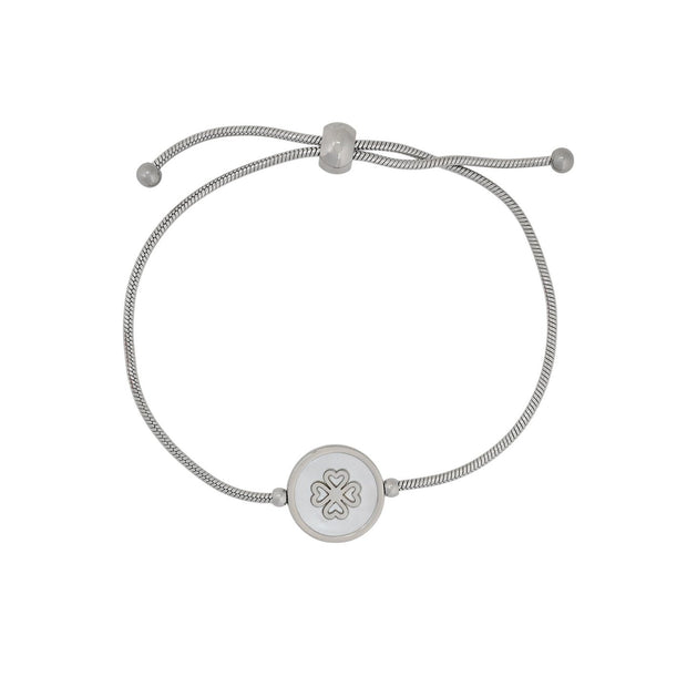 Bracelet Alba réglable en acier trèfle