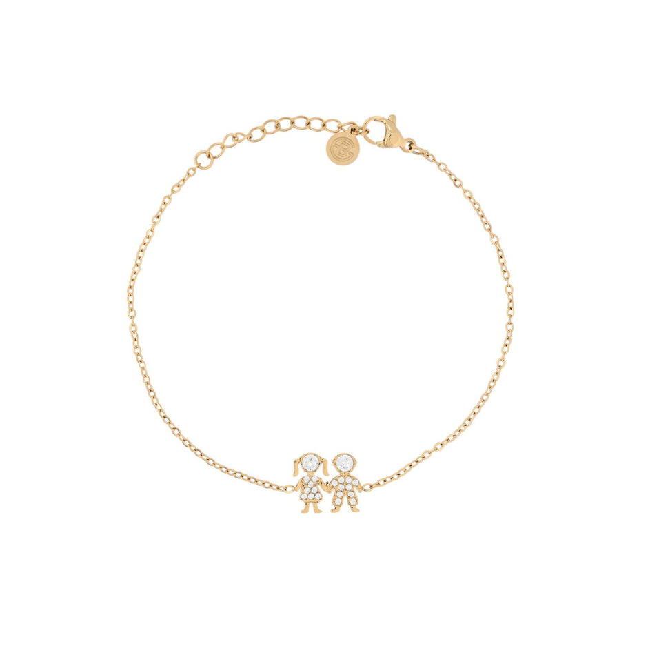 Bracelet Alba acier et zircones couple