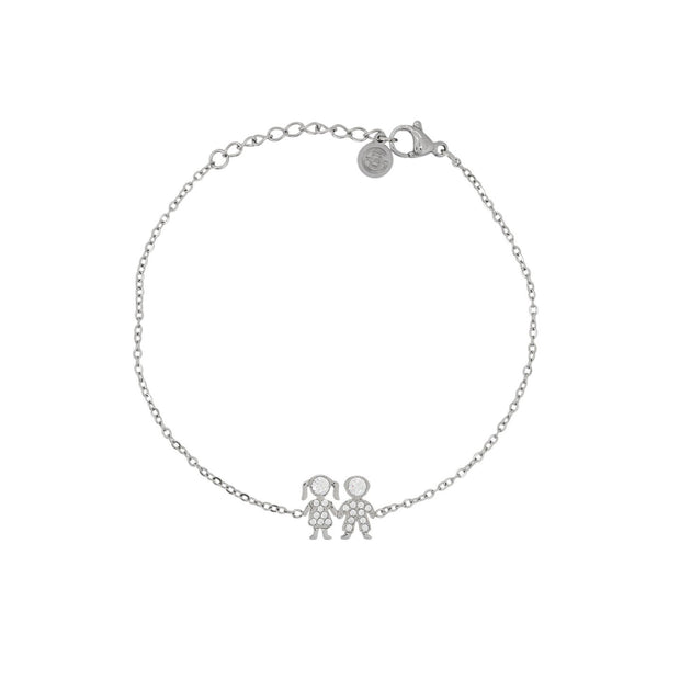 Bracelet Alba acier et zircones couple