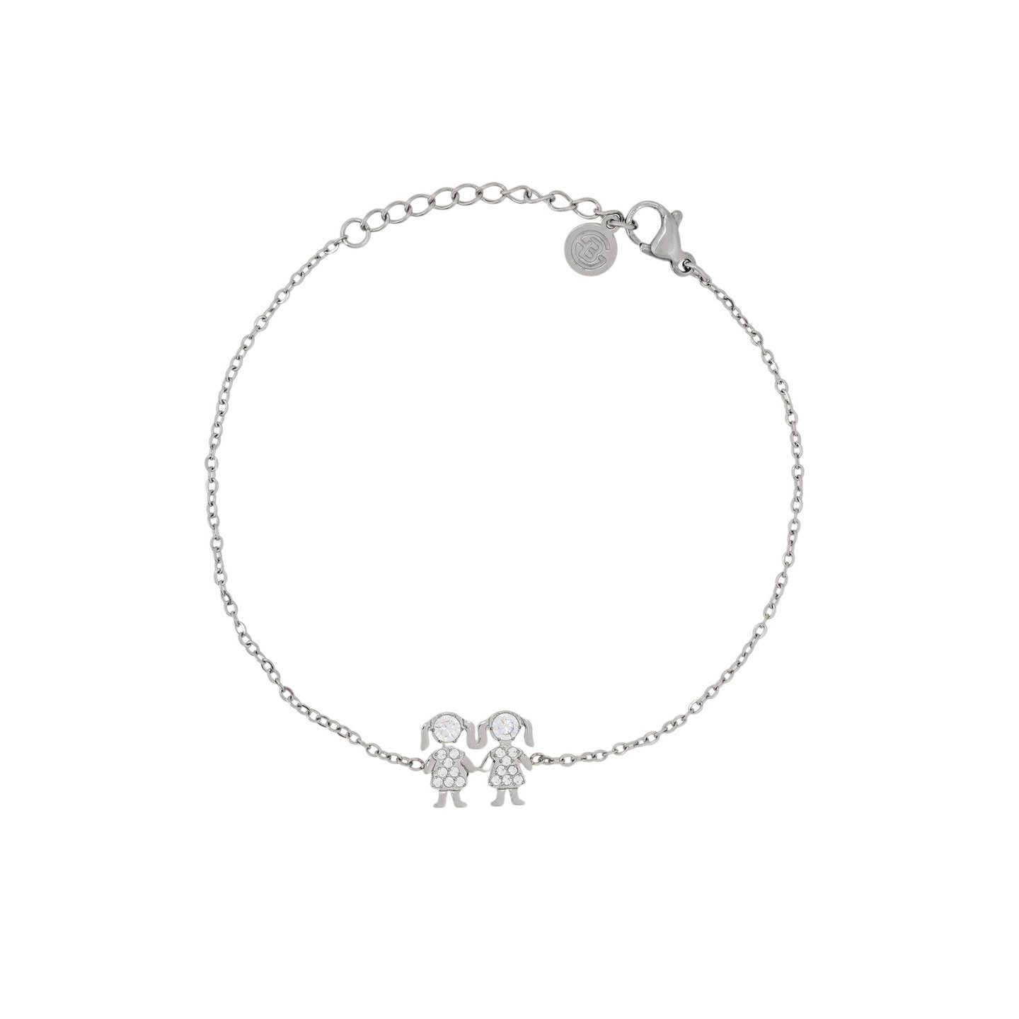 Bracelet Alba acier et zircones deux filles