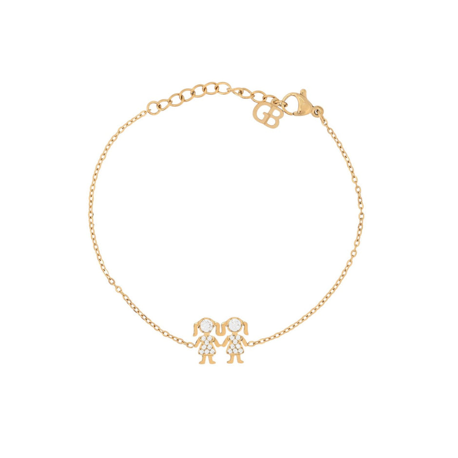 Bracelet Alba acier et zircones deux filles