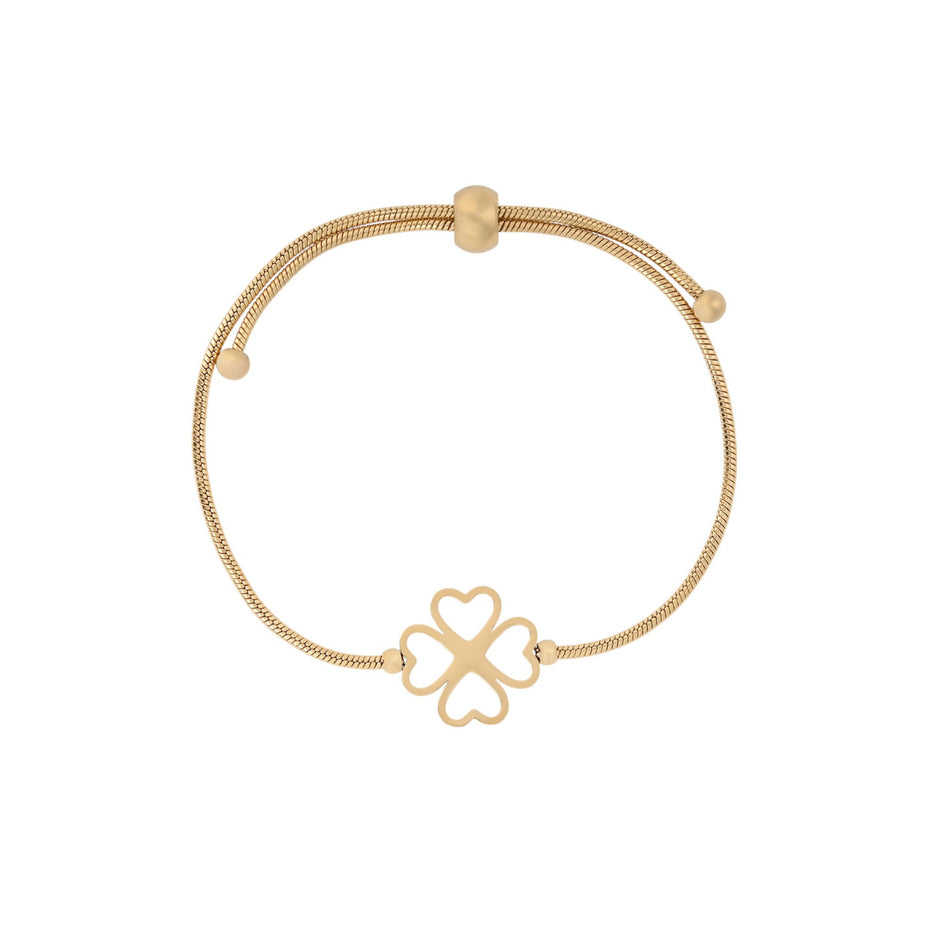 Bracelet Alba réglable en acier trèfle