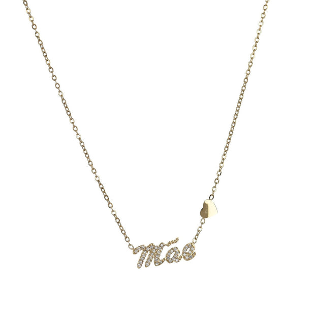 Collier en acier mot mãe et le coeur