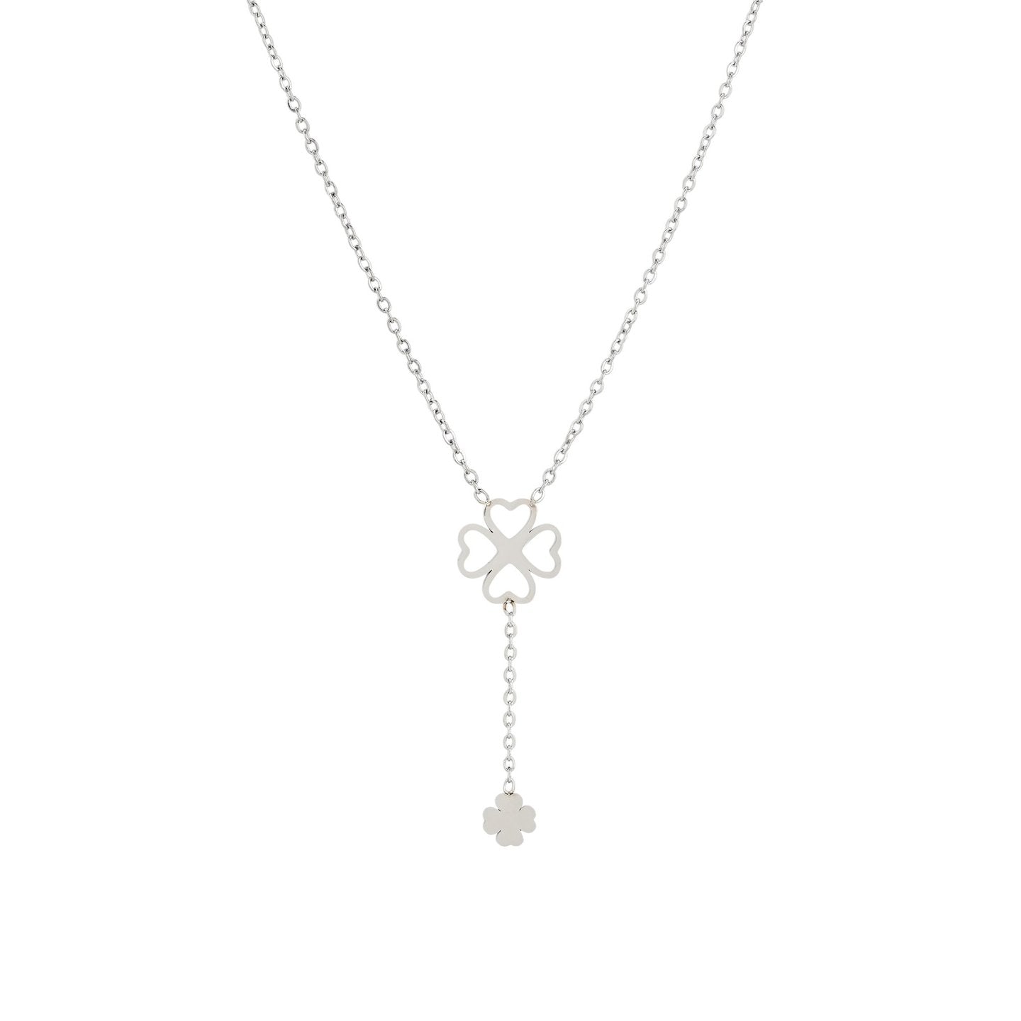 Collier en acier double trèfle