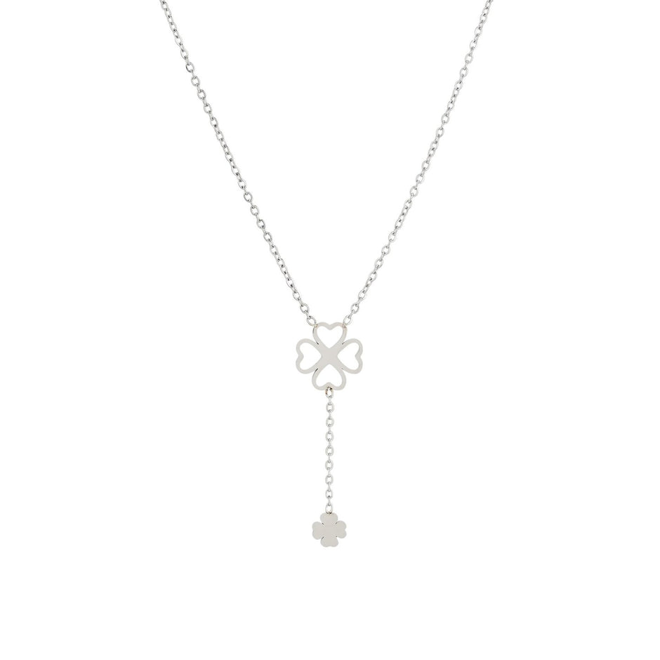 Collier en acier double trèfle