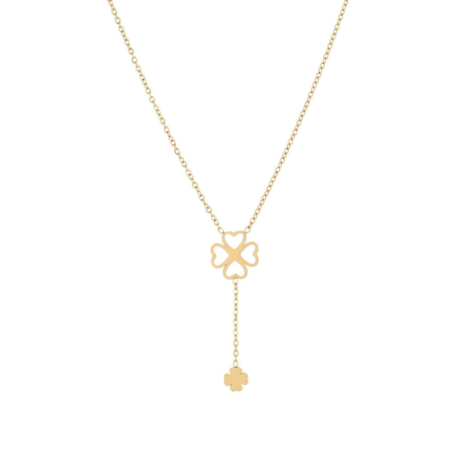 Collier en acier double trèfle