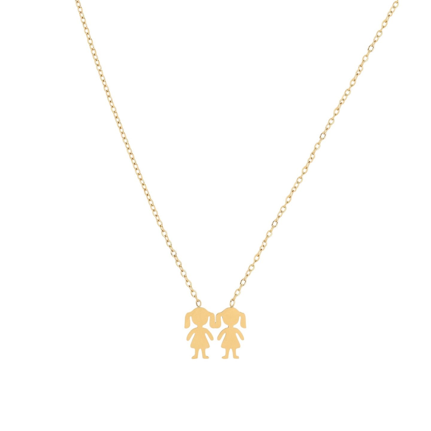 Collier en acier deux filles