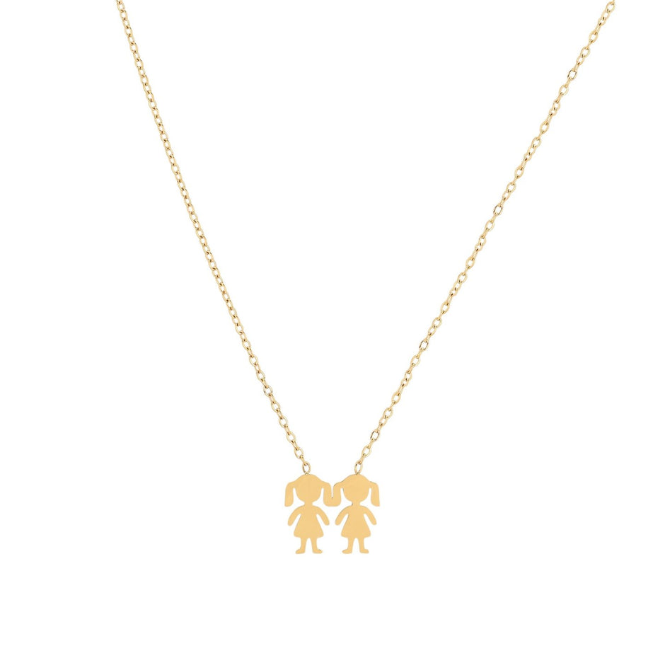 Collier en acier deux filles