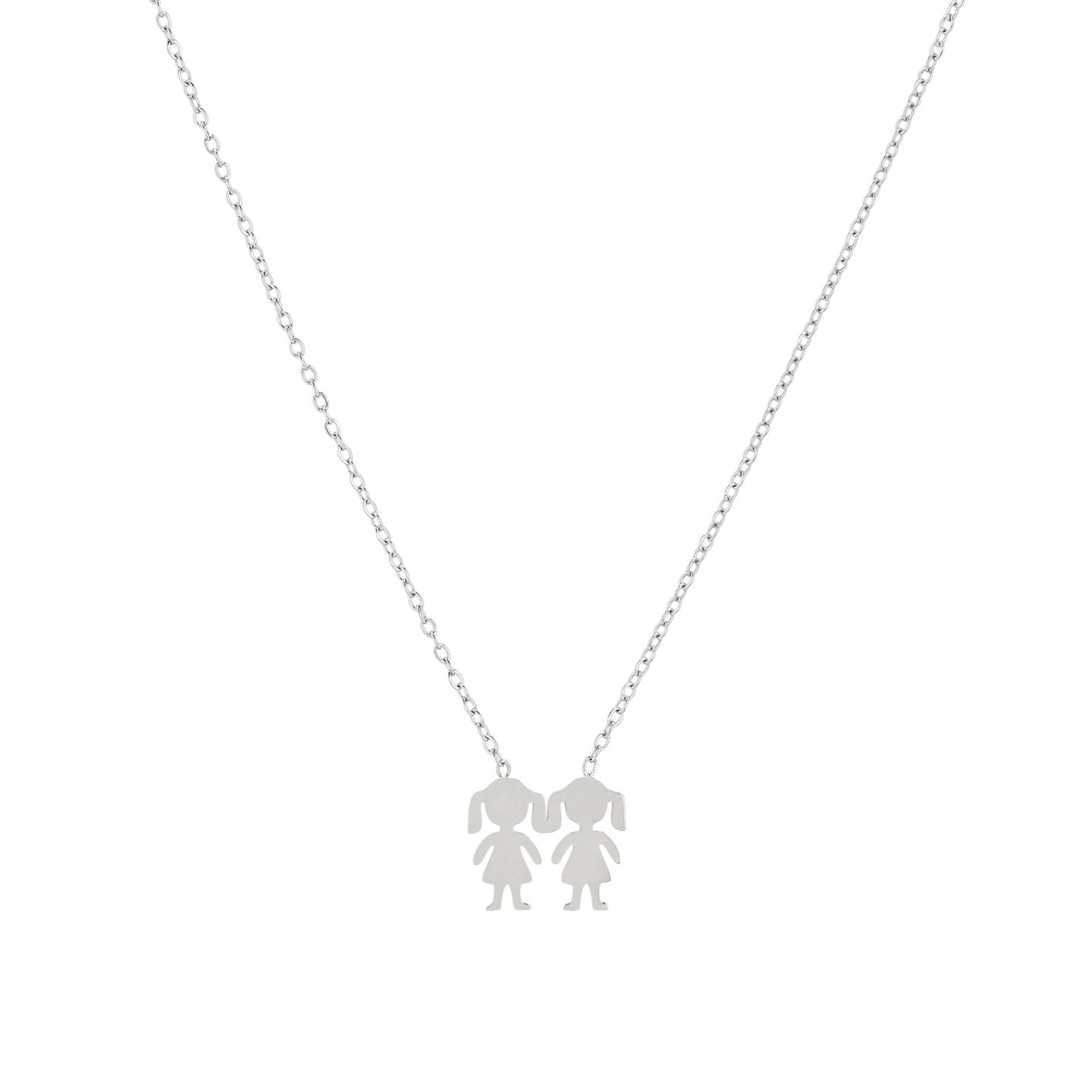 Collier en acier deux filles