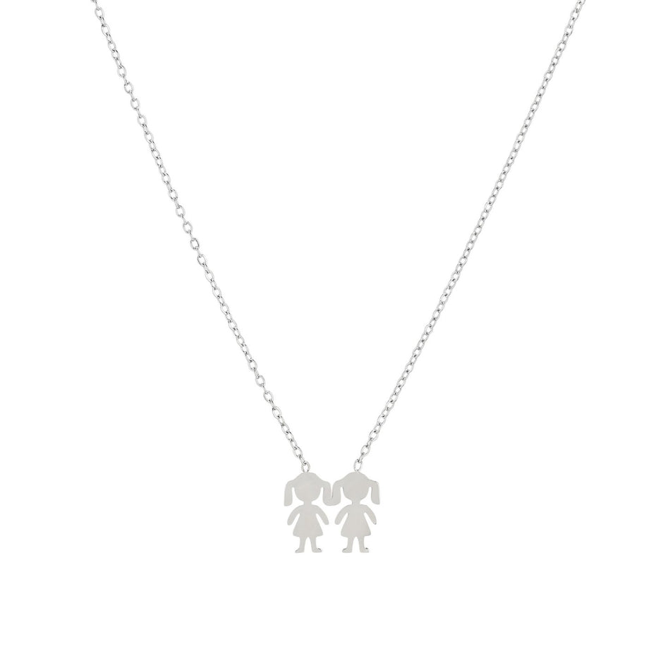 Collier en acier deux filles