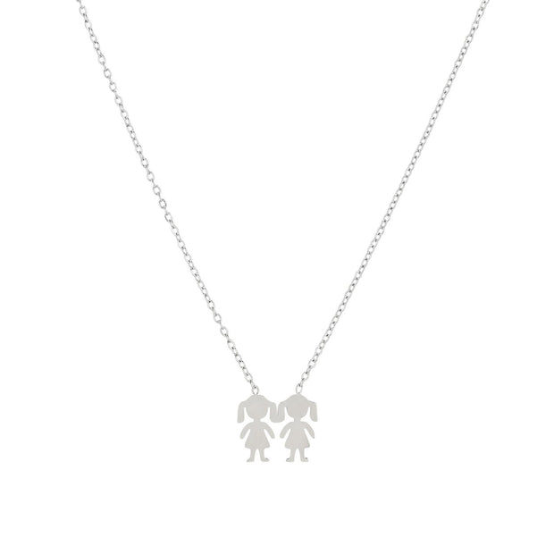 Collier en acier deux filles