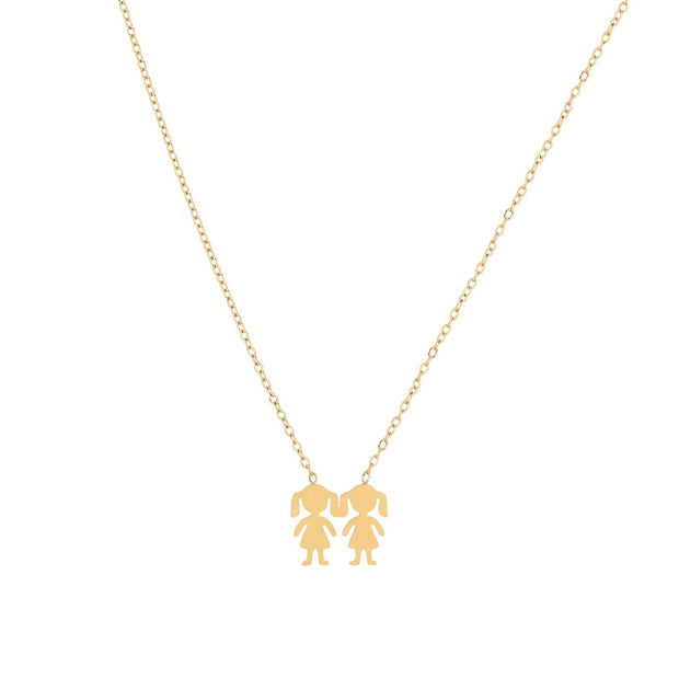 Collier en acier deux filles
