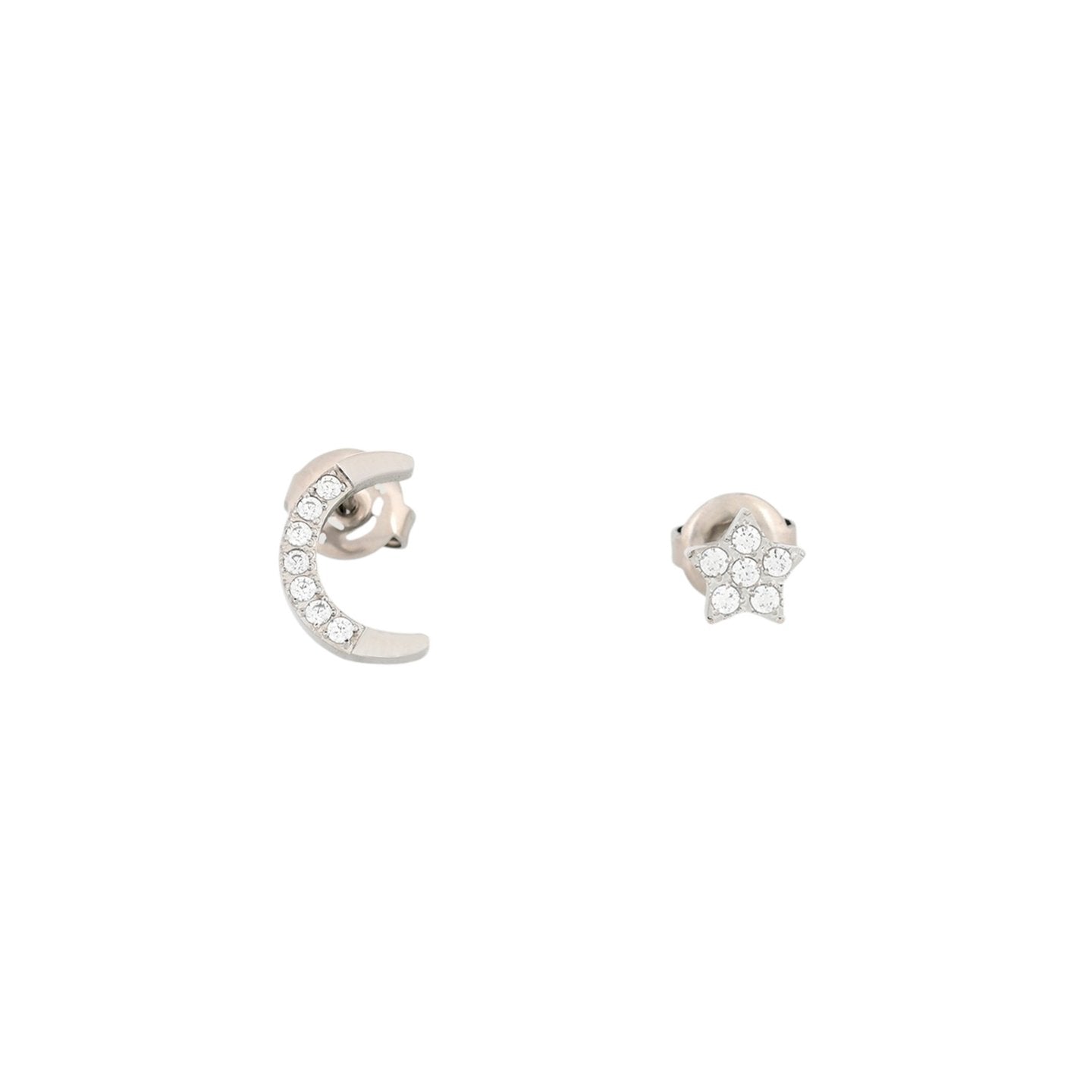 Boucles d'oreilles Alba acier étoile et lune