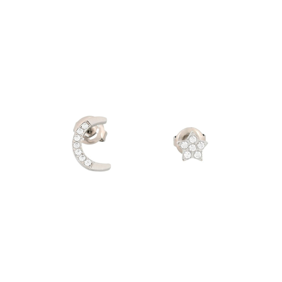 Boucles d'oreilles Alba acier étoile et lune