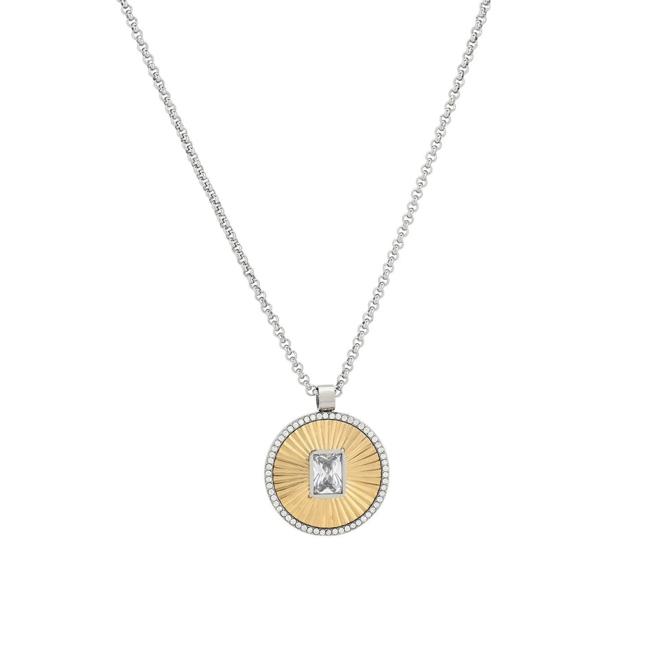 Collier en acier rectangle et texture
