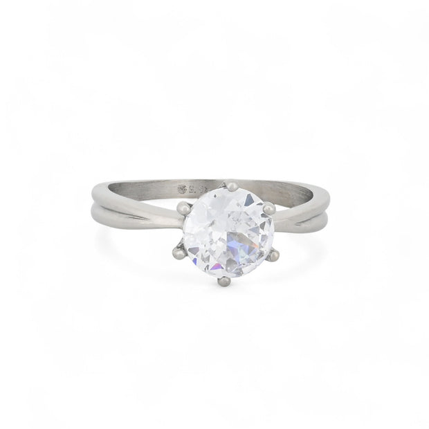 Bague alba acier solitaire brillant VR05