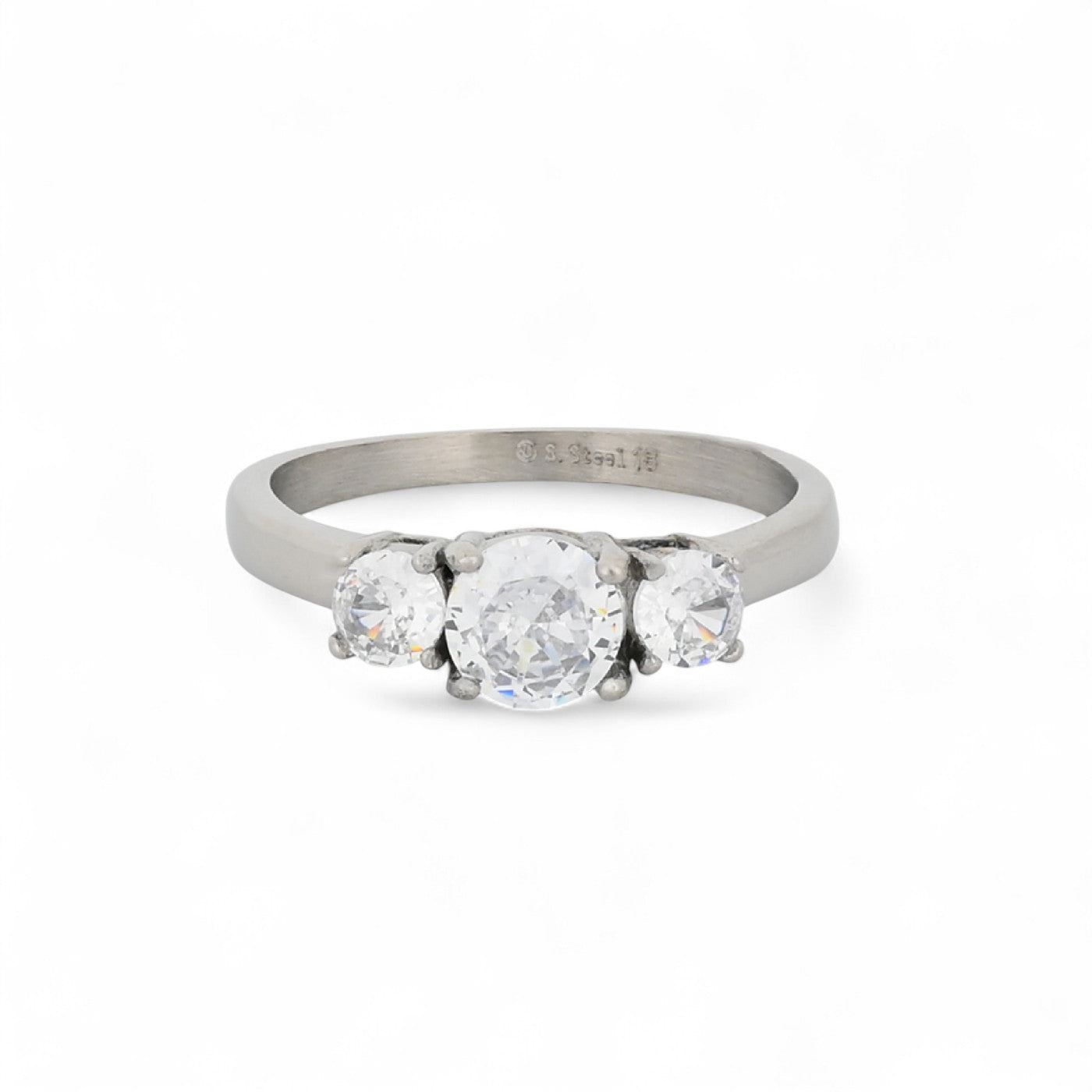 Bague alba acier solitaire brillants VR08