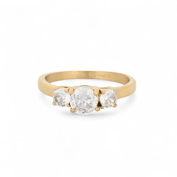 Bague alba acier solitaire brillants VR08