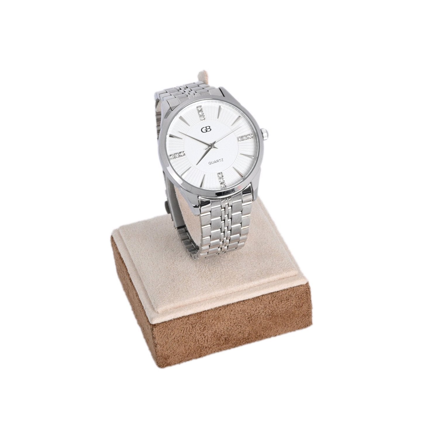 Montre analogique argent fond blanc