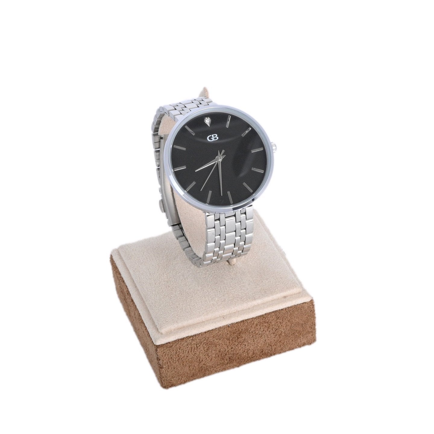Montre analogique argent fond noir