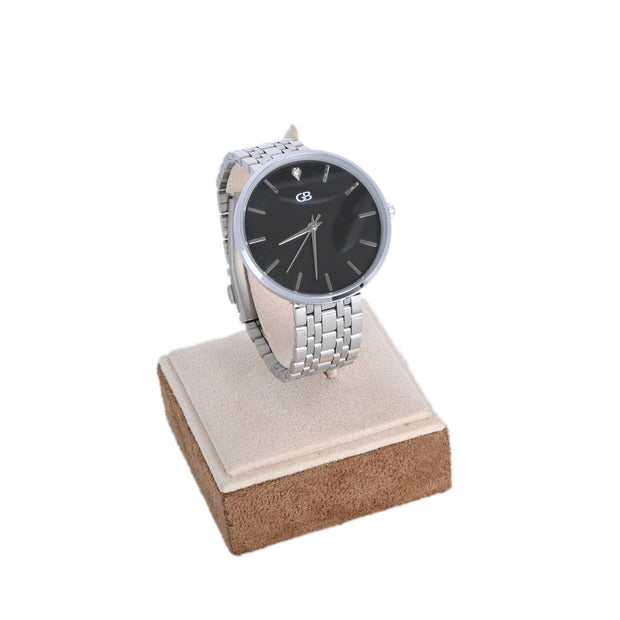 Montre analogique argent fond noir