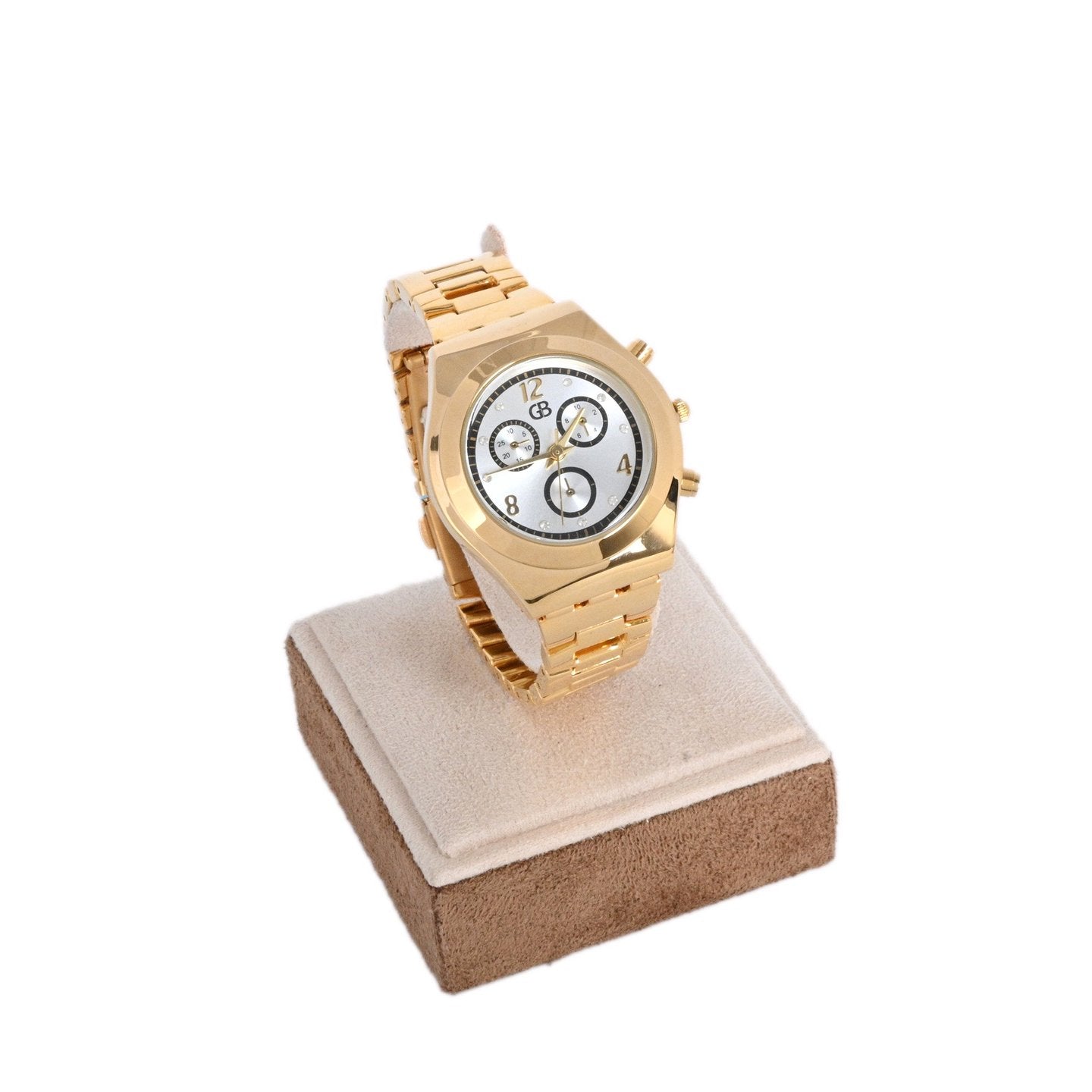 Montre analogique pour hommes doré fond blanc