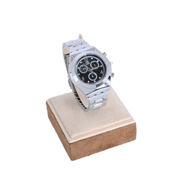 Montre analogique pour hommes argent fond noir