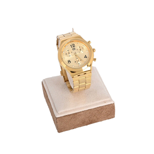 Montre analogique doré fond jaune