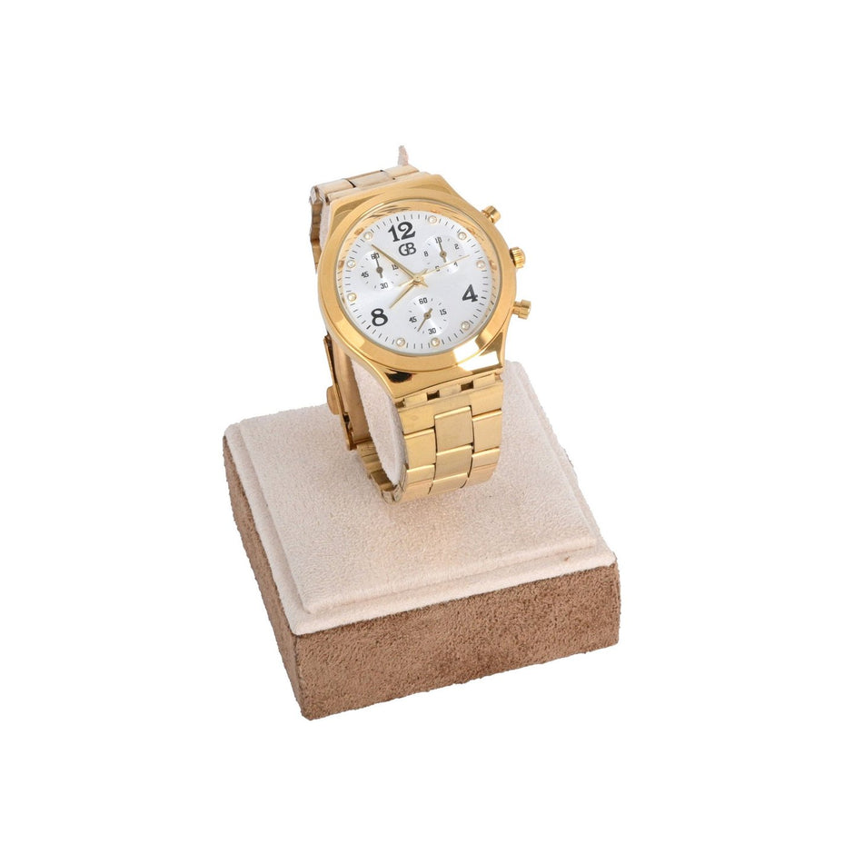 Montre analogique doré fond blanc