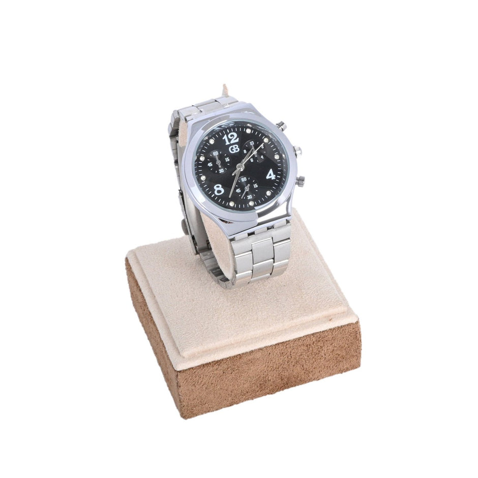 Montre analogique argent fond noir