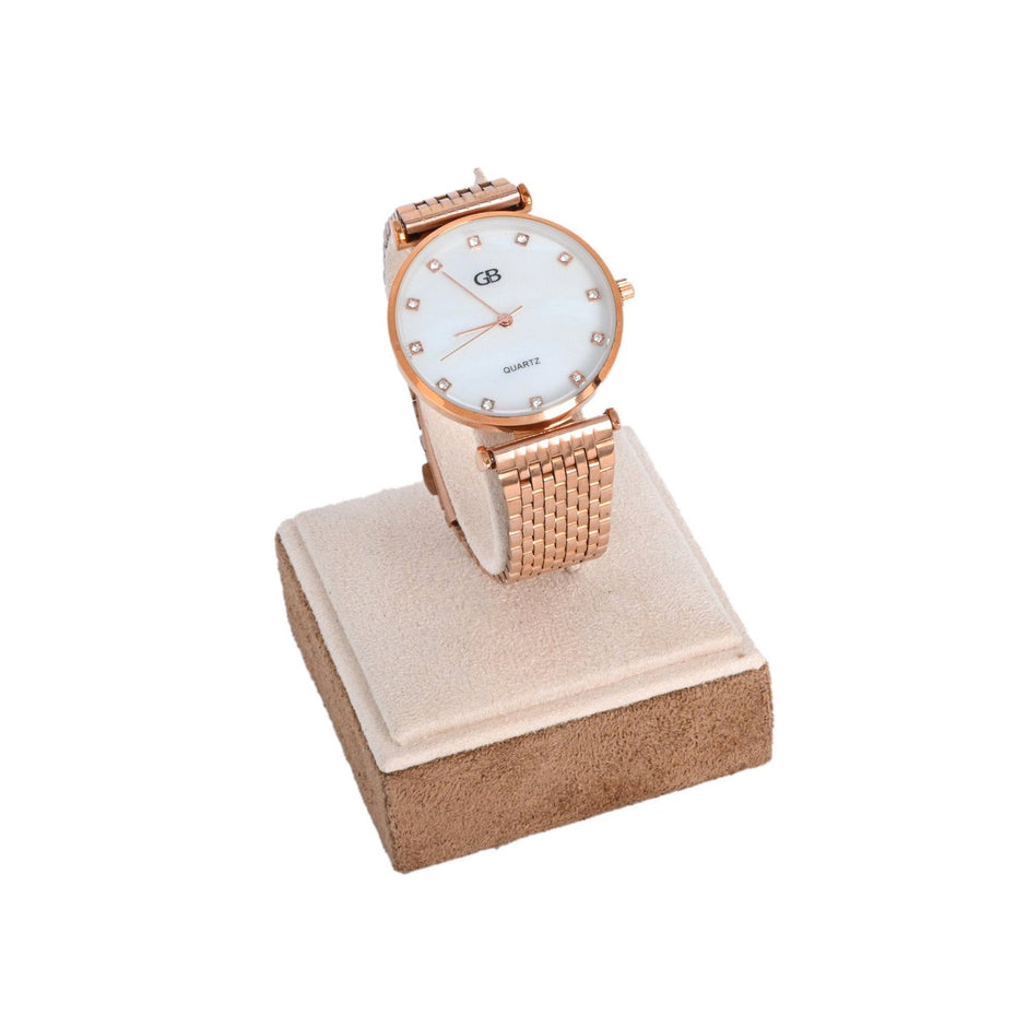 Montre analogique bronze fond blanc