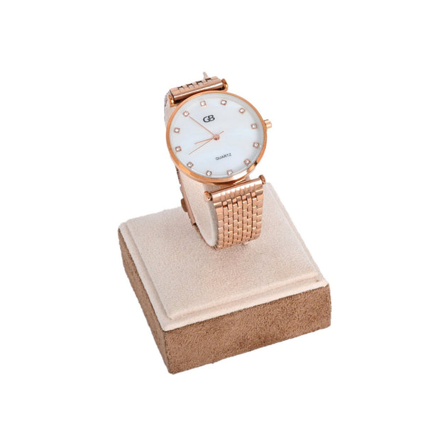 Montre analogique bronze fond blanc