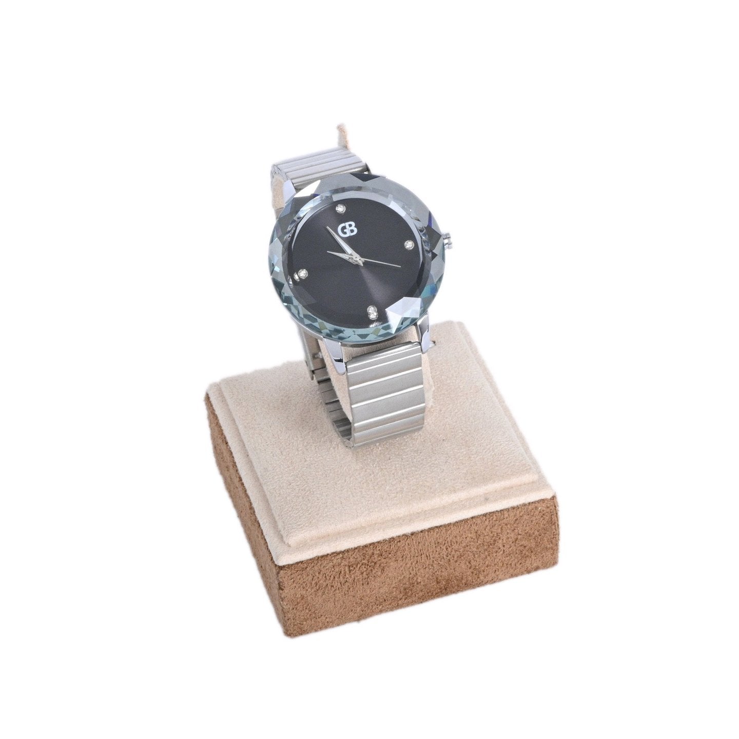 Montre analogique argent fond noir