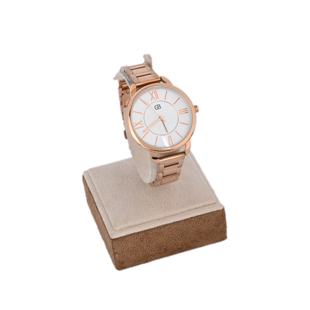 Montre analogique bronze fond blanc