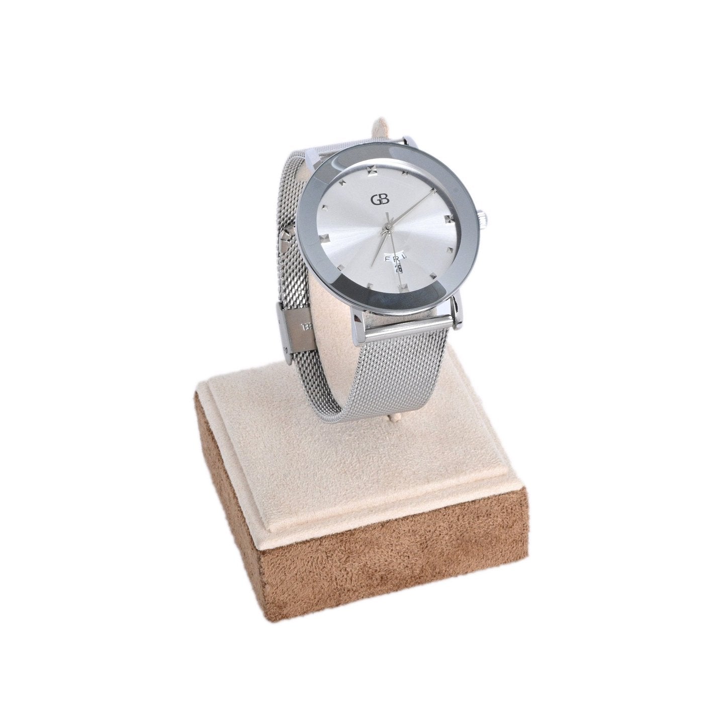 Montre analogique argent fond blanc