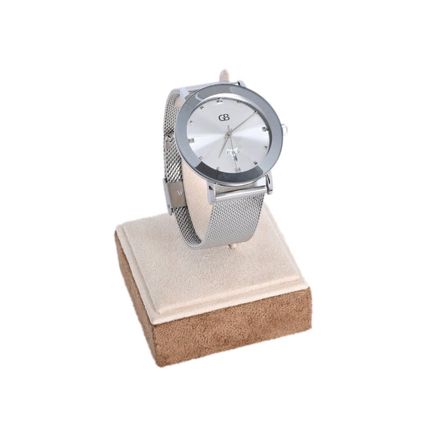 Montre analogique argent fond blanc