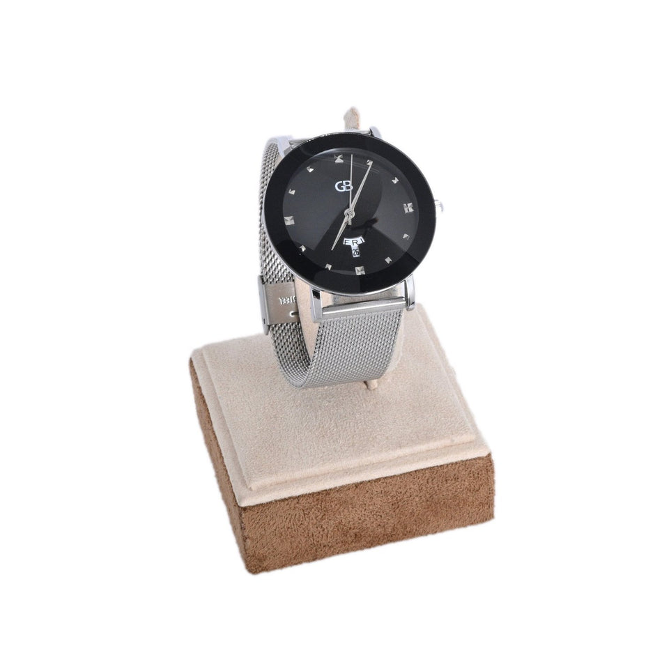 Montre analogique argent fond noir