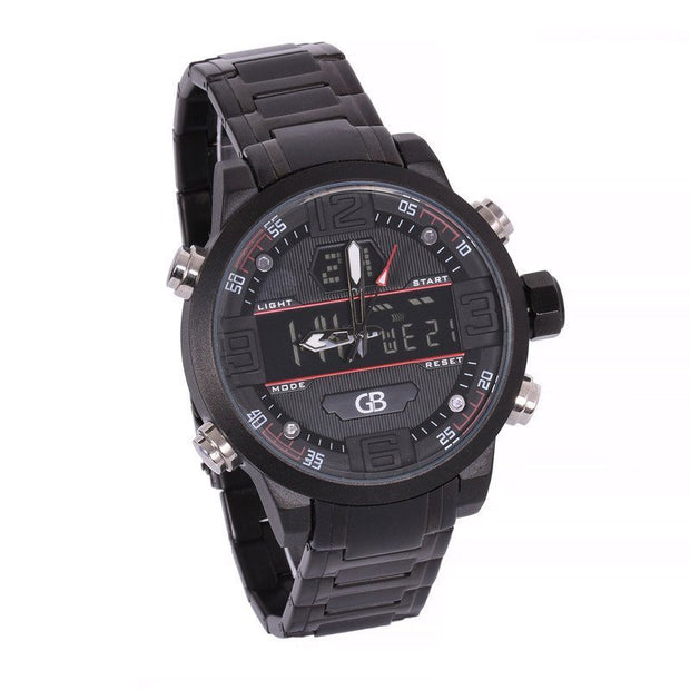 Montre noire pour hommes avec détails rouges